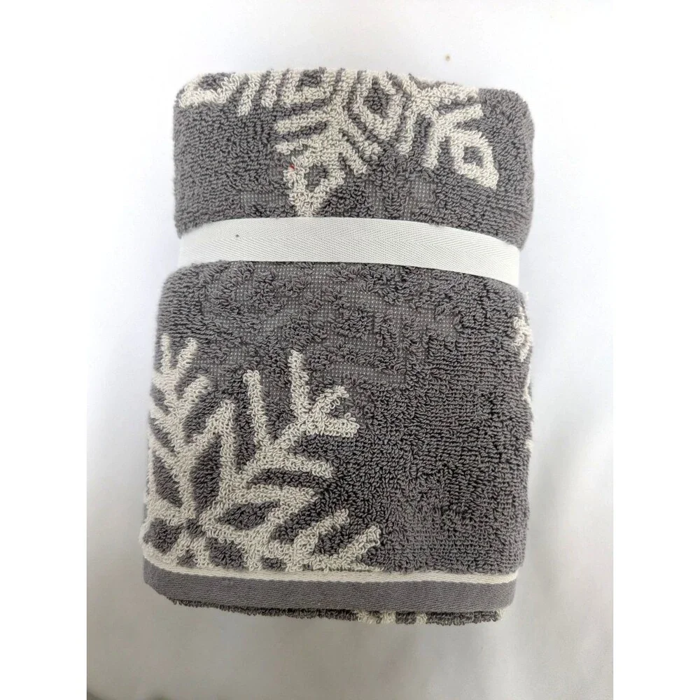 LOFT by LOFTEX Holiday Gray Snowflake Hand Towel Set of 2 NEW